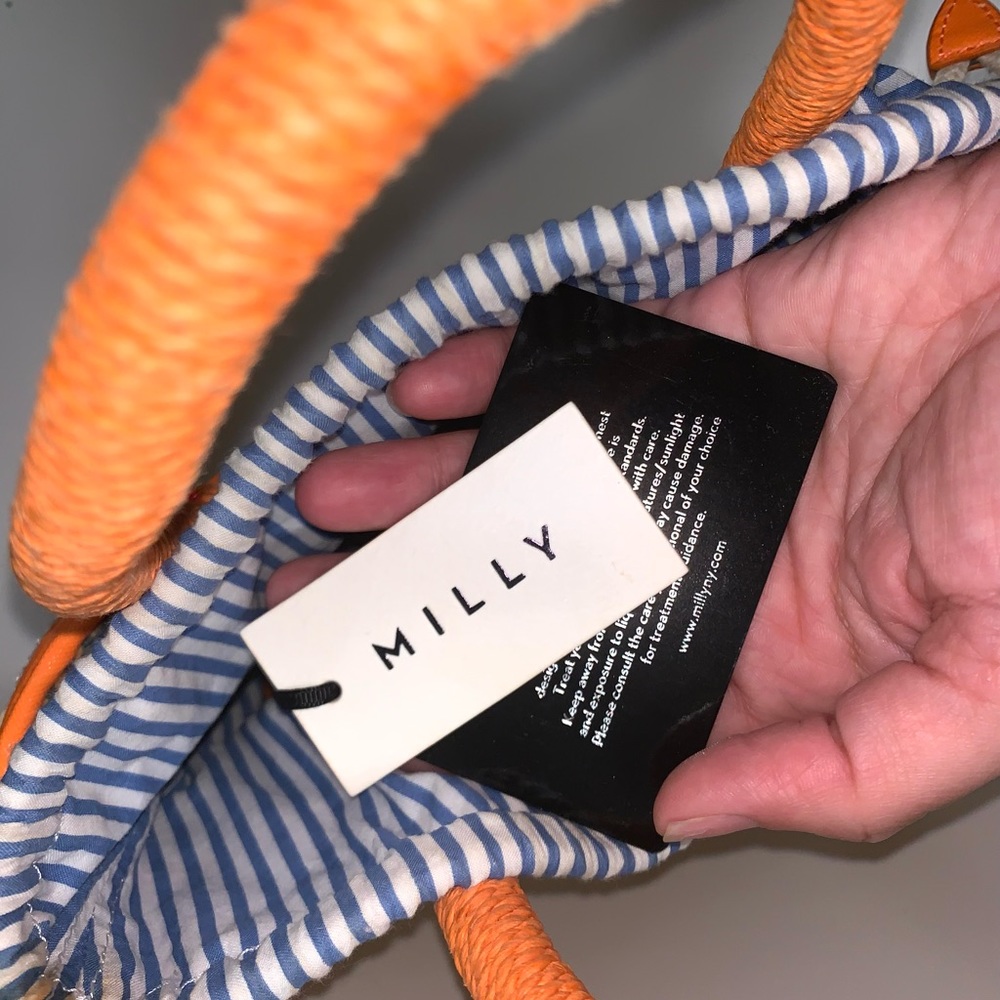 Milly New York Straw Bucket Handbag - Picture 3 of 6